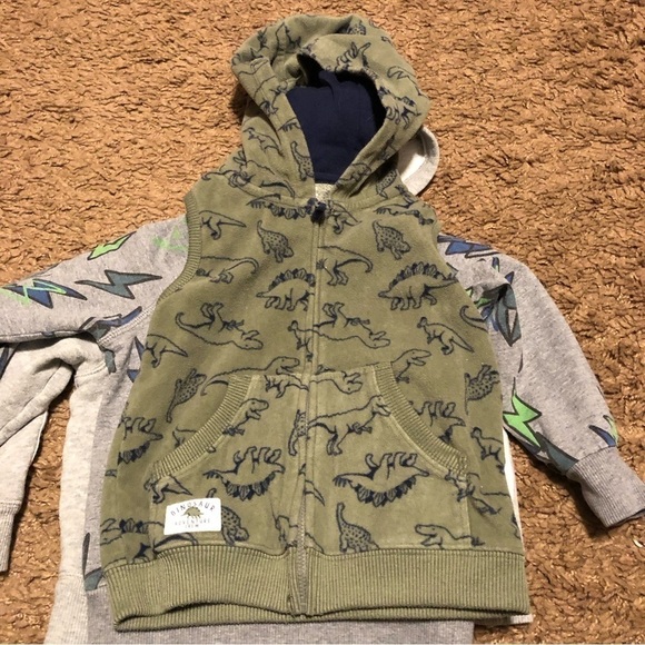 3T Sweatshirt Bundle Boys Lightning Bolt Monster Dinosaur Fleece Vest Old Navy - Picture 5 of 8